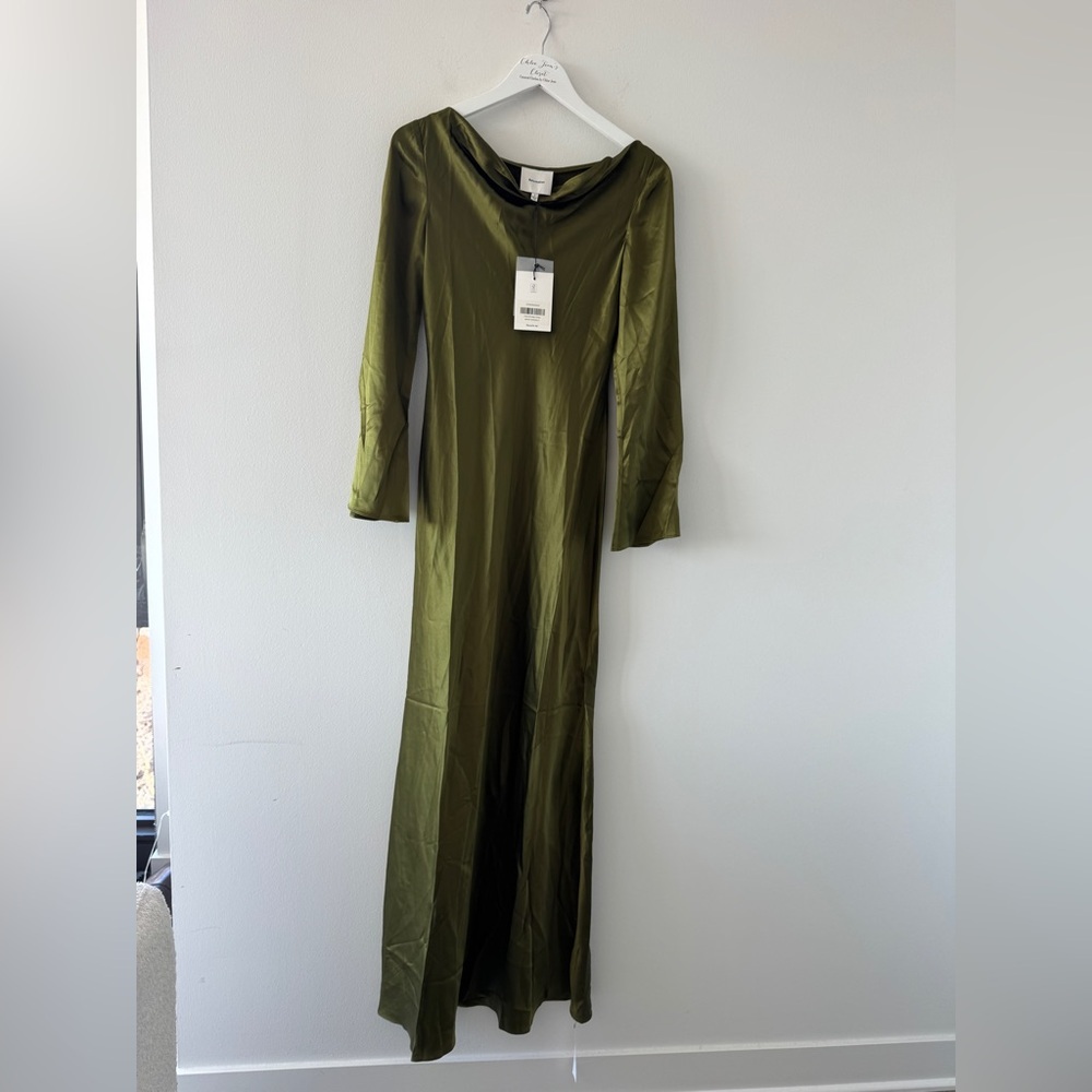 REFORMATION NWT Pike Silk Maxi Dress in Moss - Picture 6 of 14